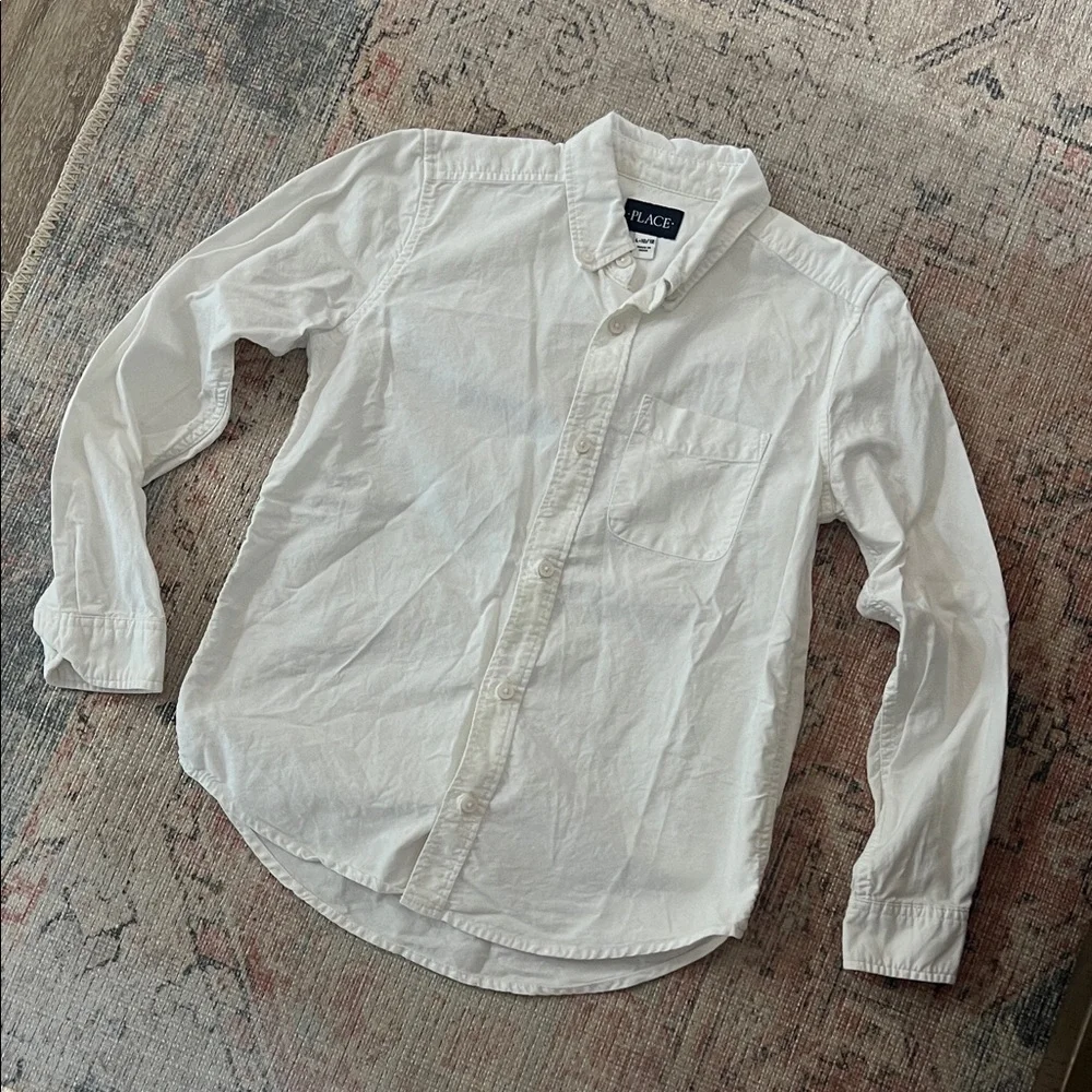 The Children’s Place Boys White Button Up Shirt Size Large 10/12